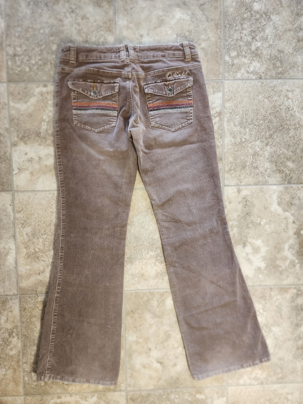 Y2K O'neill Women's Brown Corduroy Jeans with Embroidered Back Pockets